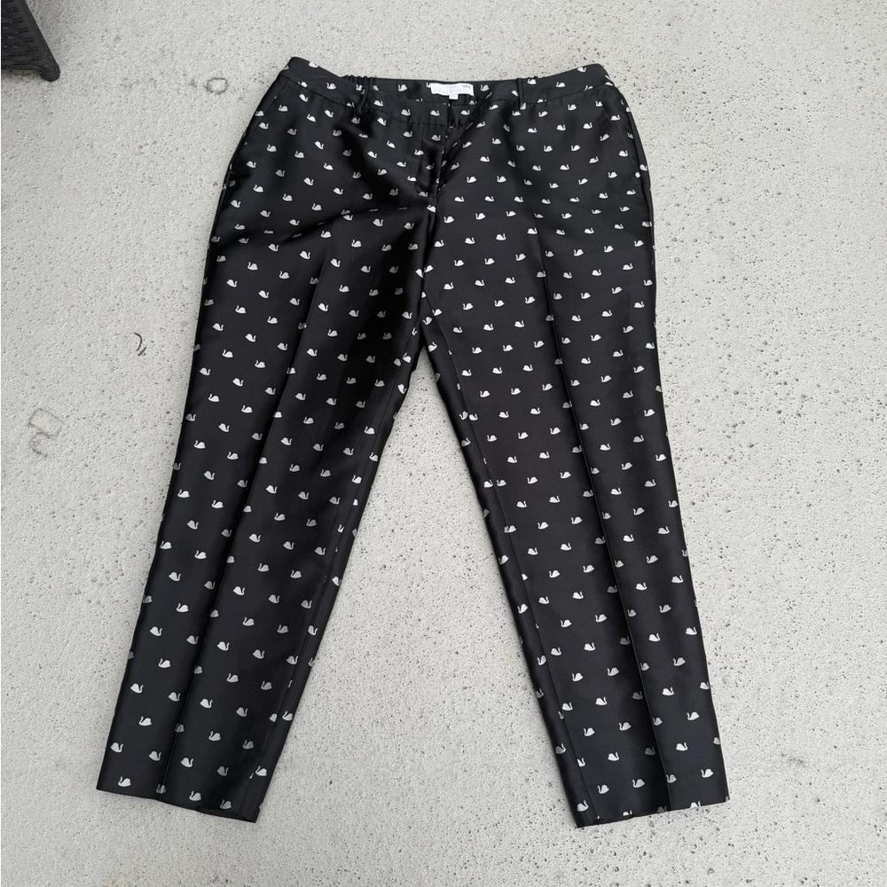 RSVP By Talbots Pant Size 16W Black Allover Swan Print Dress High-Rise Straight